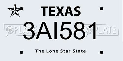 3AI581 Texas License Plate