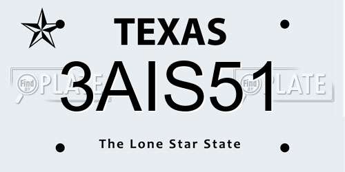 3AIS51 Texas License Plate