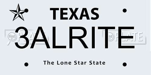 3ALRITE Texas License Plate