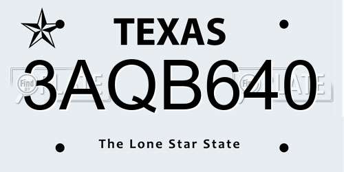 3AQB640 Texas License Plate
