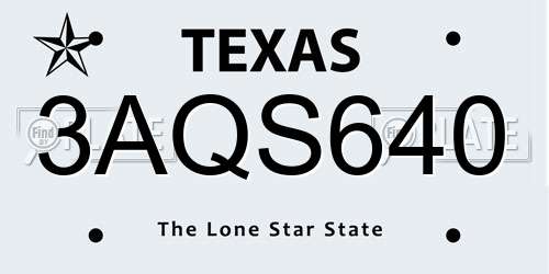 3AQS640 Texas License Plate