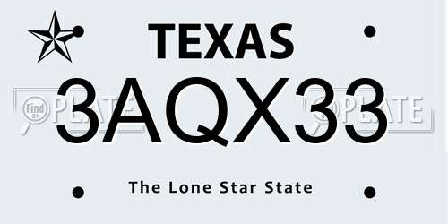 3AQX33 Texas License Plate