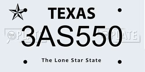 3AS550 Texas License Plate