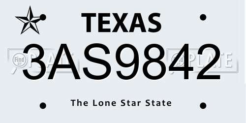 3AS9842 Texas License Plate