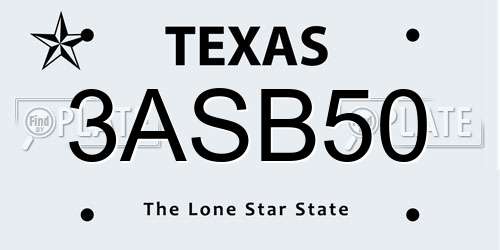 3ASB50 Texas License Plate