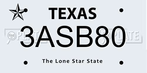3ASB80 Texas License Plate