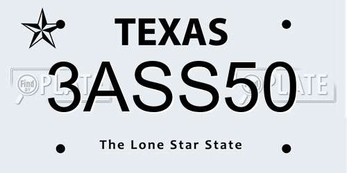 3ASS50 Texas License Plate
