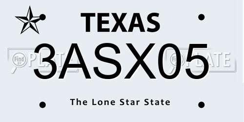 3ASX05 Texas License Plate