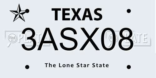 3ASX08 Texas License Plate