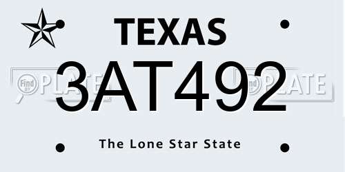 3AT492 Texas License Plate