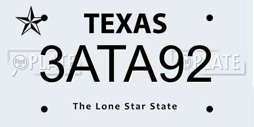 3ATA92 Texas License Plate