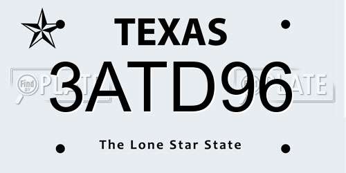 3ATD96 Texas License Plate