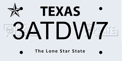 3ATDW7 Texas License Plate