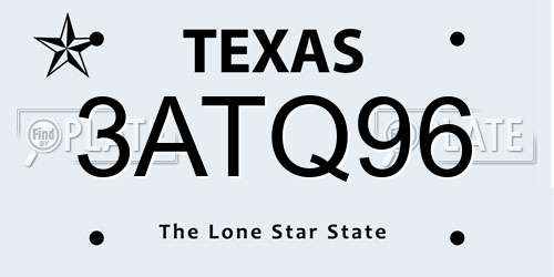 3ATQ96 Texas License Plate