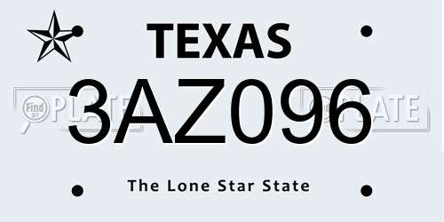 3AZ096 Texas License Plate
