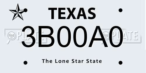 3B00A0 Texas License Plate