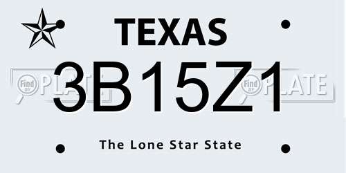 3B15Z1 Texas License Plate