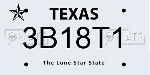 3B18T1 Texas License Plate