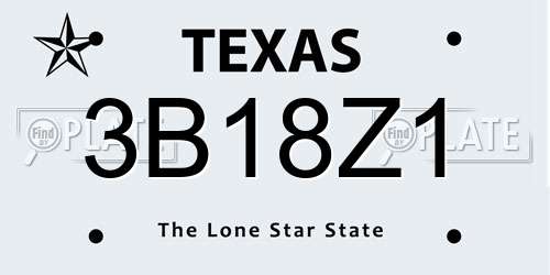 3B18Z1 Texas License Plate