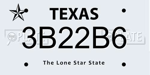 3B22B6 Texas License Plate