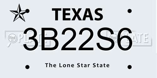 3B22S6 Texas License Plate
