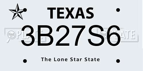3B27S6 Texas License Plate