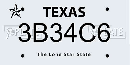 3B34C6 Texas License Plate