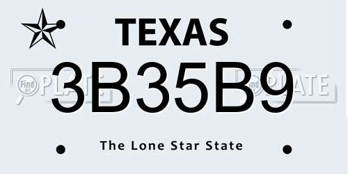 3B35B9 Texas License Plate