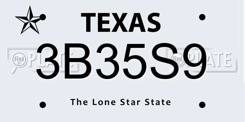 3B35S9 Texas License Plate