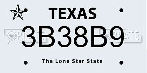 3B38B9 Texas License Plate