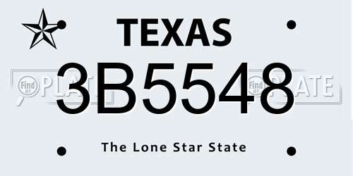 3B5548 Texas License Plate