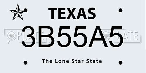 3B55A5 Texas License Plate