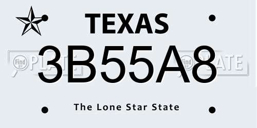 3B55A8 Texas License Plate