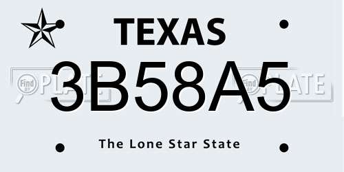 3B58A5 Texas License Plate