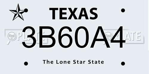 3B60A4 Texas License Plate