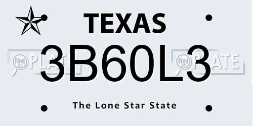 3B60L3 Texas License Plate