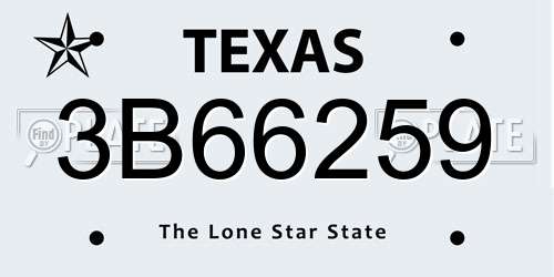 3B66259 Texas License Plate