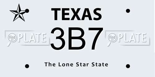 3B7 Texas License Plate