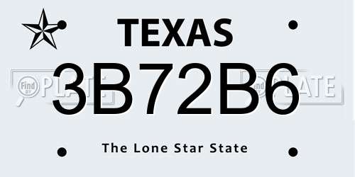 3B72B6 Texas License Plate