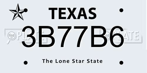 3B77B6 Texas License Plate
