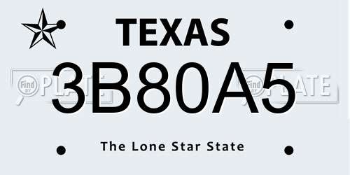 3B80A5 Texas License Plate