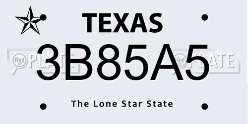 3B85A5 Texas License Plate