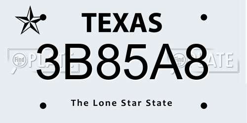 3B85A8 Texas License Plate