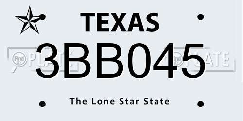 3BB045 Texas License Plate