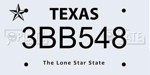 3BB548 Texas License Plate