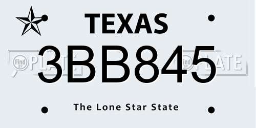 3BB845 Texas License Plate