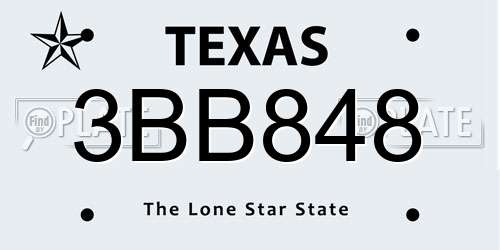 3BB848 Texas License Plate