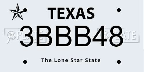 3BBB48 Texas License Plate