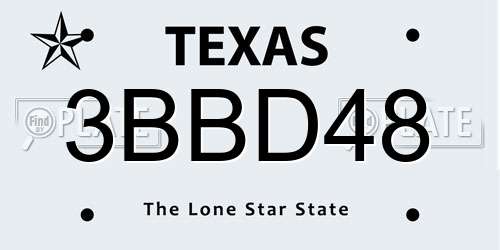 3BBD48 Texas License Plate