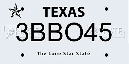 3BBO45 Texas License Plate